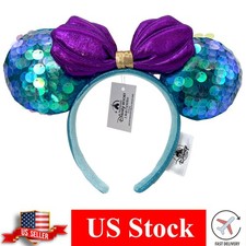 Disney's Parks Little Mermaid Ariel Dinglehopper Bow Ears Minnie Mouse Headband
