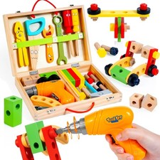 KIDWILL Kids Tool Set with Electric Drill  DIY Medium, Multicolored