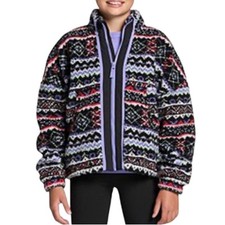NWT DSG Girls Funky Fair Isle Pattern Cozy Fleece Full Zip Jacket Size M 10-12
