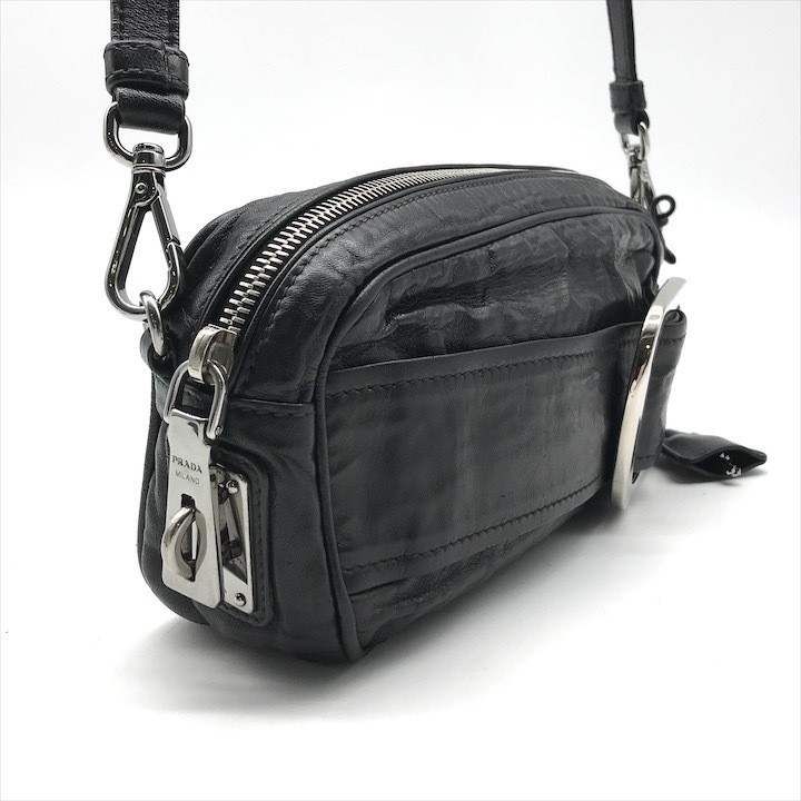 Good Condition PARADA Prada Triangle Logo Shoulder Bag Square Crossbody Black La thumbnail 3