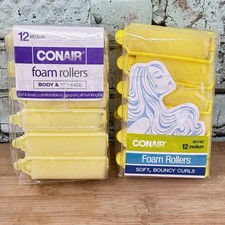 Lot Of 2-Conair Body  Bounce Med Foam Hair Rollers Yellow 12-Pieces Ea.24 Total