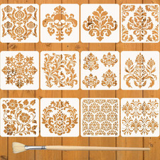 12PCS Large Mandala Stencils 12 x 12 Inch Damask Stencils for Walls Large Textur