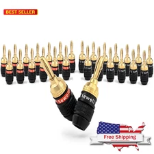 Sewell Deadbolt Banana Plugs 14-Pairs by, Gold Plated Speaker Plugs, Quick