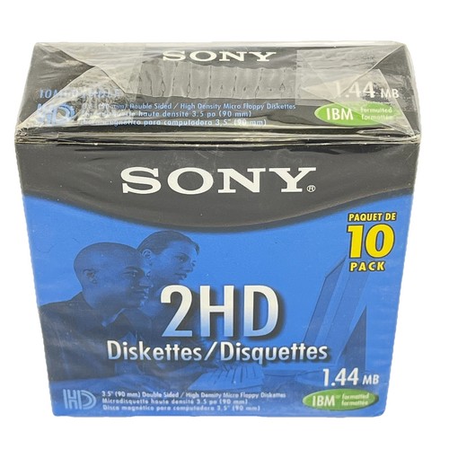 Sony 2HD 3.5in Floppy Disks 1.44MB 10 Pack IBM Formatted Diskettes ...