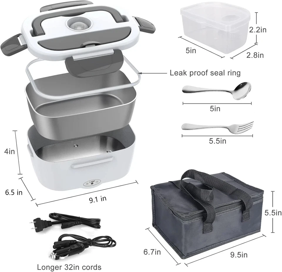 Fiambrera Eléctrica 60W Calefacción Alimentos 12V 24V 110V Calentador de Comida Rápida Calentador para Coche Foto 4 de 4