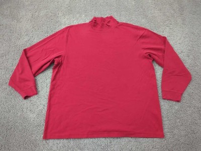 LL Bean Sweatshirt Mens XXL TALL Red Long Sleeve Mock Neck Preppy Casual