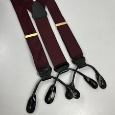Trafalgar Burgundy Braces Suspenders Black Croc Leather Straps