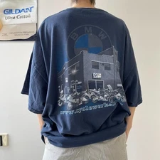 BMW Motorrad Barrington Vintage T-Shirt 2XL Blue Logo Print