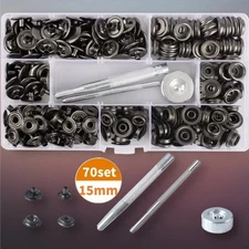 Heavy Duty Snap Fastener Button Kit 70 Set 15mm 5/8" Stainless Steel for Leather