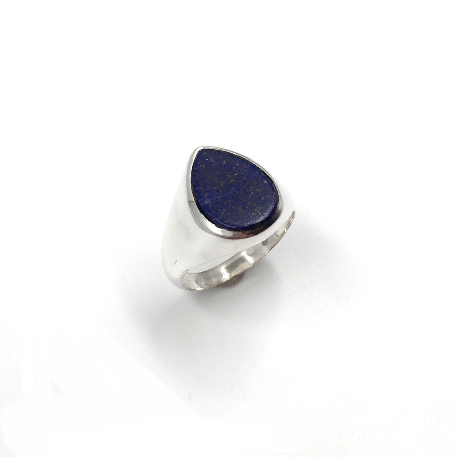 Solid 925 Silver Ring Lapis Lazuli Drop Band Ring… - image 3