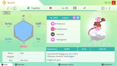 Pokemon Cupidos Event 2025 Shiny Deutsch level 50/Pokemon HOME / Legenden Arceus