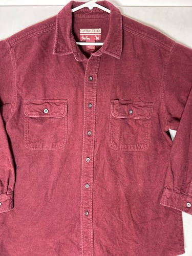 Camicia Caribou Creek Camoscio Spessa Flanella Uomo Xl Manica Lunga 100% Cotone Rosso - Foto 2 di 16
