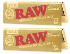 2x Raw ETHEREAL 1 1/4  ROLLING PAP ERS 50 LVS/PK  *Best Price! *USA SHIPPED*