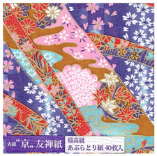 Aburatori-gami Oil Blotting Paper 40sheets Kyoto Yuzen Sakura cloth Blue Japan