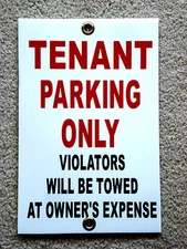 TENANT PARKING ONLY   8"x12" Plastic Coroplast Sign w/Grommets