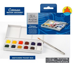 Acquerello Cotman Winsor Newton Sketchers 12 Mezzi Godet Acquerelli Godets Ebay