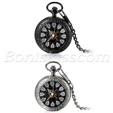 Antique Retro Roman Numberal Dial Patterned Hand Winding Mechanical Pocket Watch