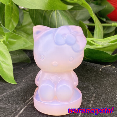 2'' Rose Opalite Quartz crystal Pocket Monster elf K Cat carved skull healing 1pc