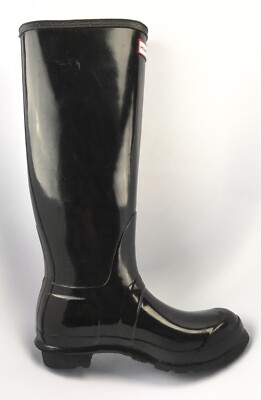 Hunter Women's Original Tall Gloss Rain Boots: Black Approx 14 3/4