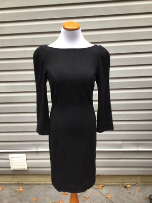 dvf bodycon dress Diane Von Furstenberg ARITA Black Open Back stretch 3/4 sleeve Size:34 Long and a midi length. 1920 party Met Gala 2021: Kendall