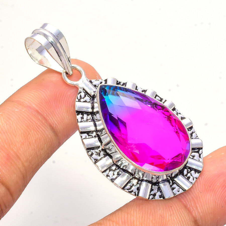 Pleasing Multi Tourmaline Gemstone 925 Sterling Silver Handmade