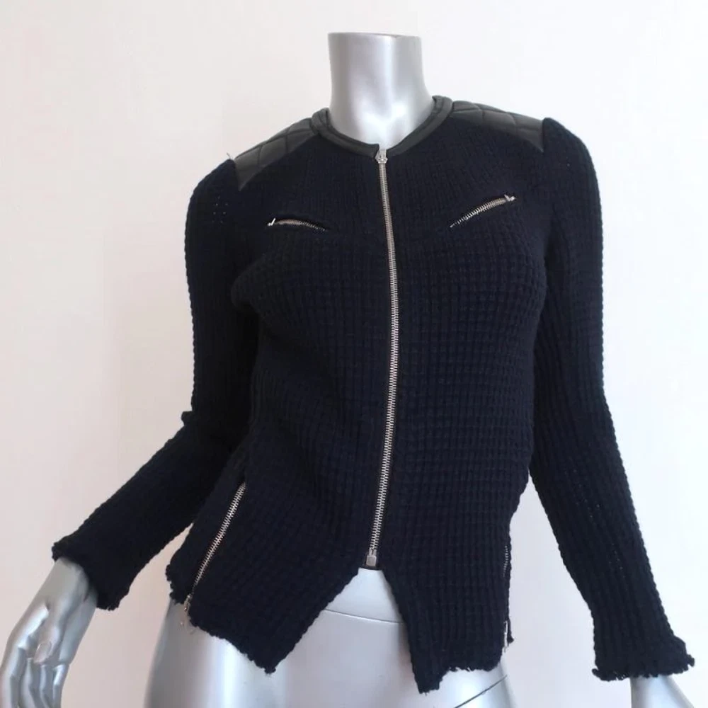 Iro navy leather jacket sale
