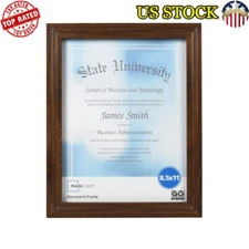 8.5x11 Document Certificate Picture Frame Walnut Finish Tabletop Wall Display US