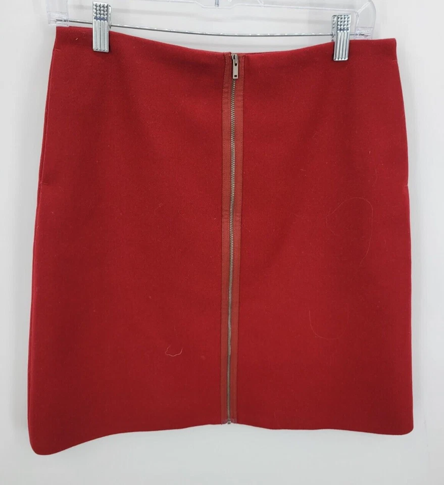 COS Skirt Womens 8 Red Wool Pencil Straight Full Back Zip Career Classic - Image 2 of 4