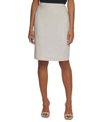 LX089/ Calvin Klein Women's Pinstriped Linen Blend Pencil Skirt Cream Sz 2  | eBay