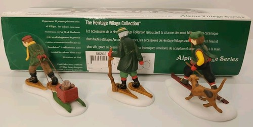 Dept 56 Alpine Village 56.56202 Trekking In The Snow German Dog Snowshoes Alps - Picture 3 of 5