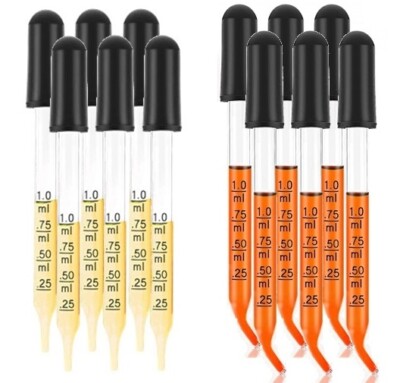 (Pack-12) Straight & Bent 4 Inch Medicine Art Oils Eye Glass Graduated Dropper 