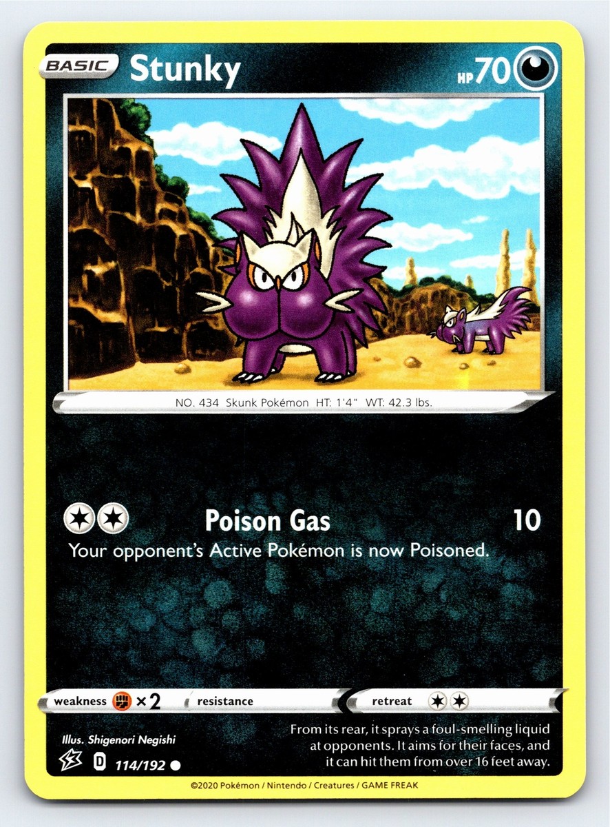 Stunky 114/192 Common Rebel Clash Pokemon Card - NM Near