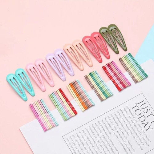 Pinzas para el cabello horquillas a presión diapositivas mujeres niñas niños bebé escuela conjunto de empuñaduras metal - Imagen 2 de 7