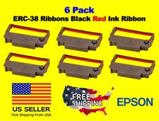 6 Pack - EPSON ERC-30 / ERC-34 / ERC-38 Ribbons Black Red Ink Ribbon ERC30/34/38
