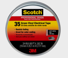 Scotch 35 GREEN Vinyl ELECTRICAL TAPE Professional 3/4" W x 66 ft. L 10851-DL-10