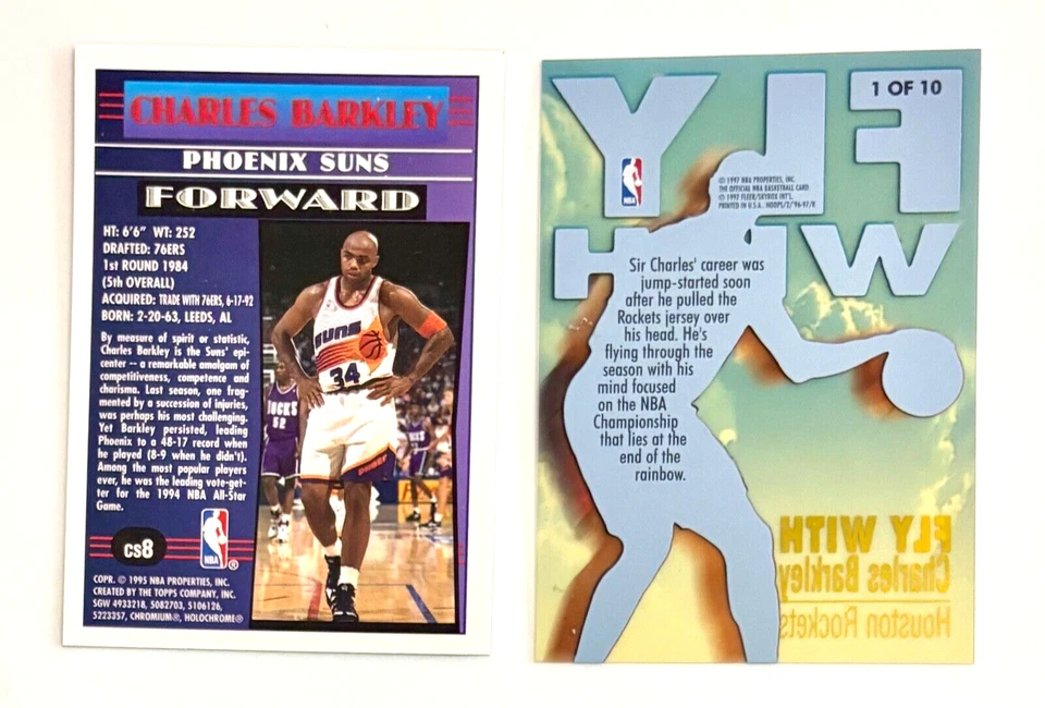 Charles Barkley 1994-95 Topps Finest Cornerstones #CS8 Phoenix Suns Insert BB25 - Image 2 of 2