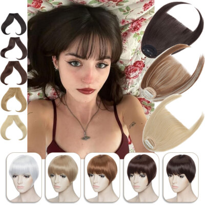 Thin Air Bangs Hair Extensions Clip in on Neat Fringe Front Hairpiece As  Human