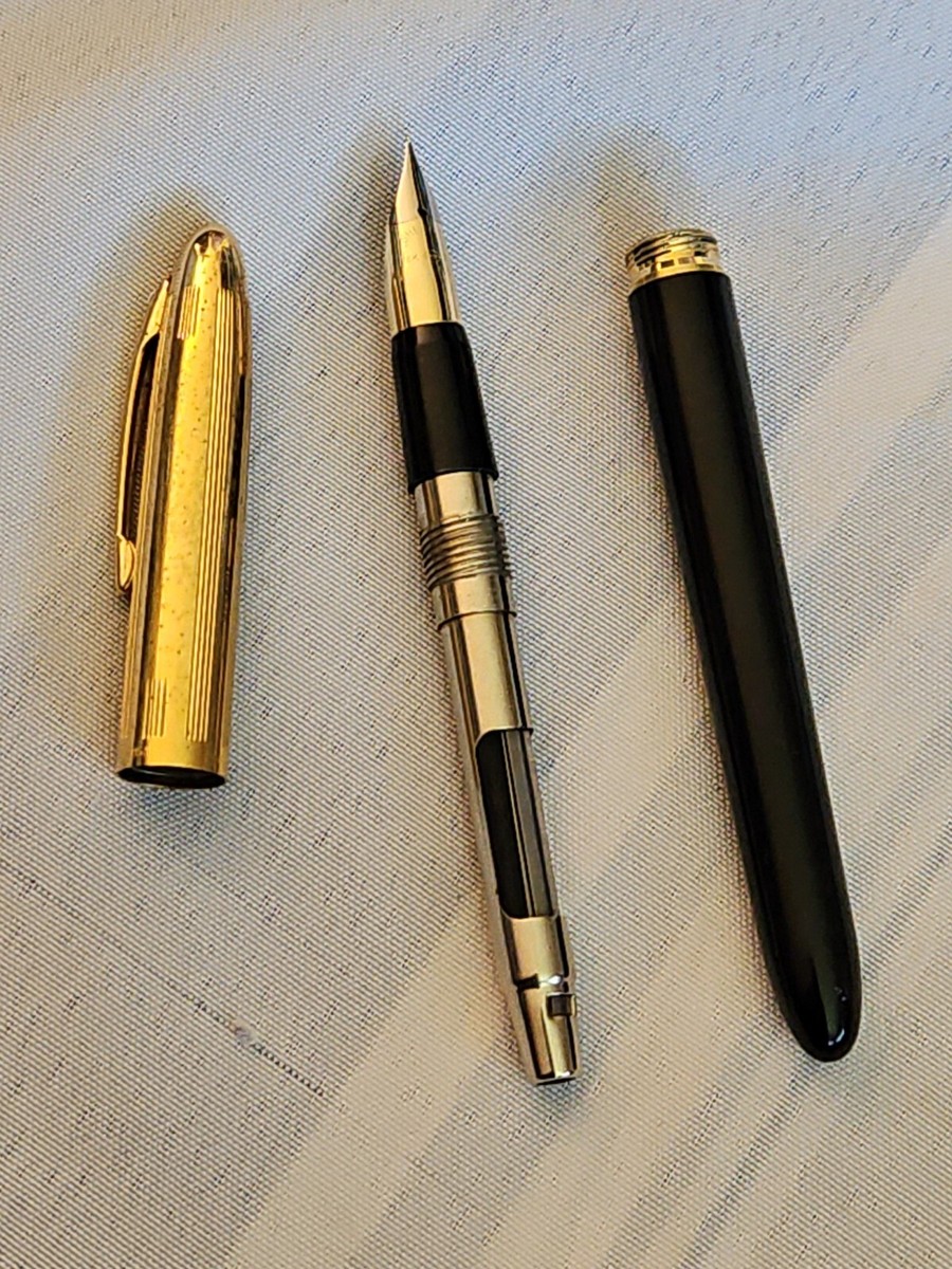 SHEAFFER 23K GOLD ELECTROPLATE FOUNTAIN PEN 18k Nib free shipping