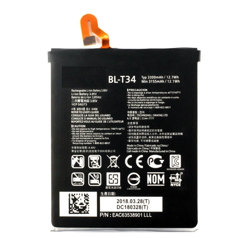 Repuesto Batería Original OEM BL-T34 LG V30 H930 H932 LS998 3300mAh + Herramientas Foto 2 de 3