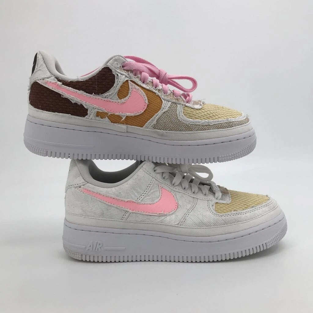 Nike Womens Air Force Basketball Shoes White Beige DJ9941-244 Color Block 7.5M |