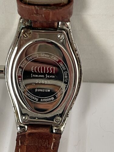 Ecclissi Women Watch Sterling Silver Leather Band Japan Quartz Mov. New Battery - Picture 2 of 8