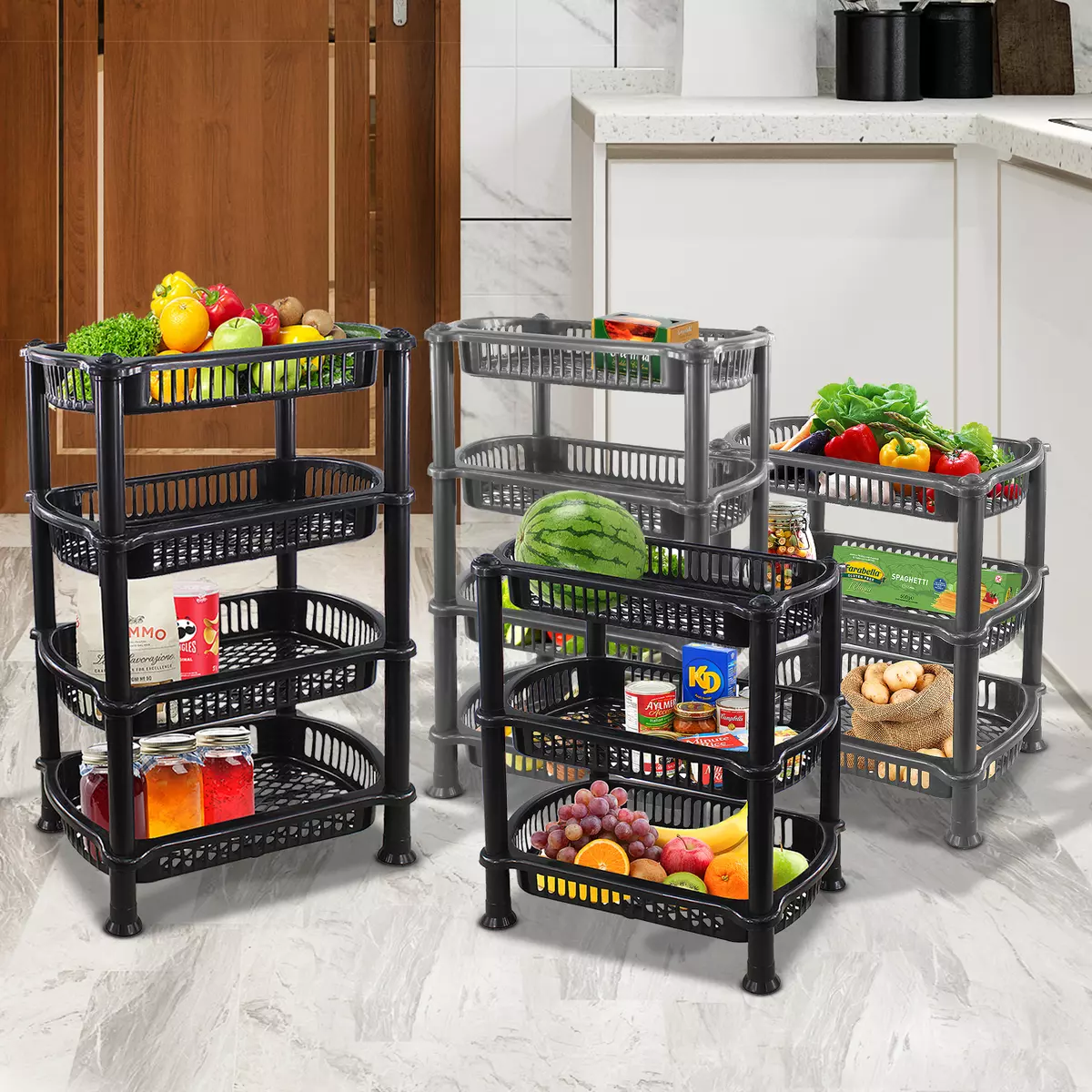 Plastic storage racks for kitchen deals