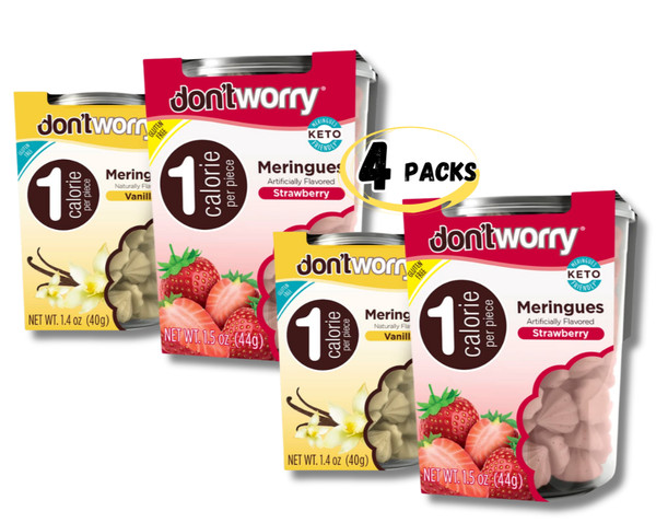 Don't Worry Merengue Galletas Keto Friendly | Fresa y Vainilla | 4 PAQUETES
