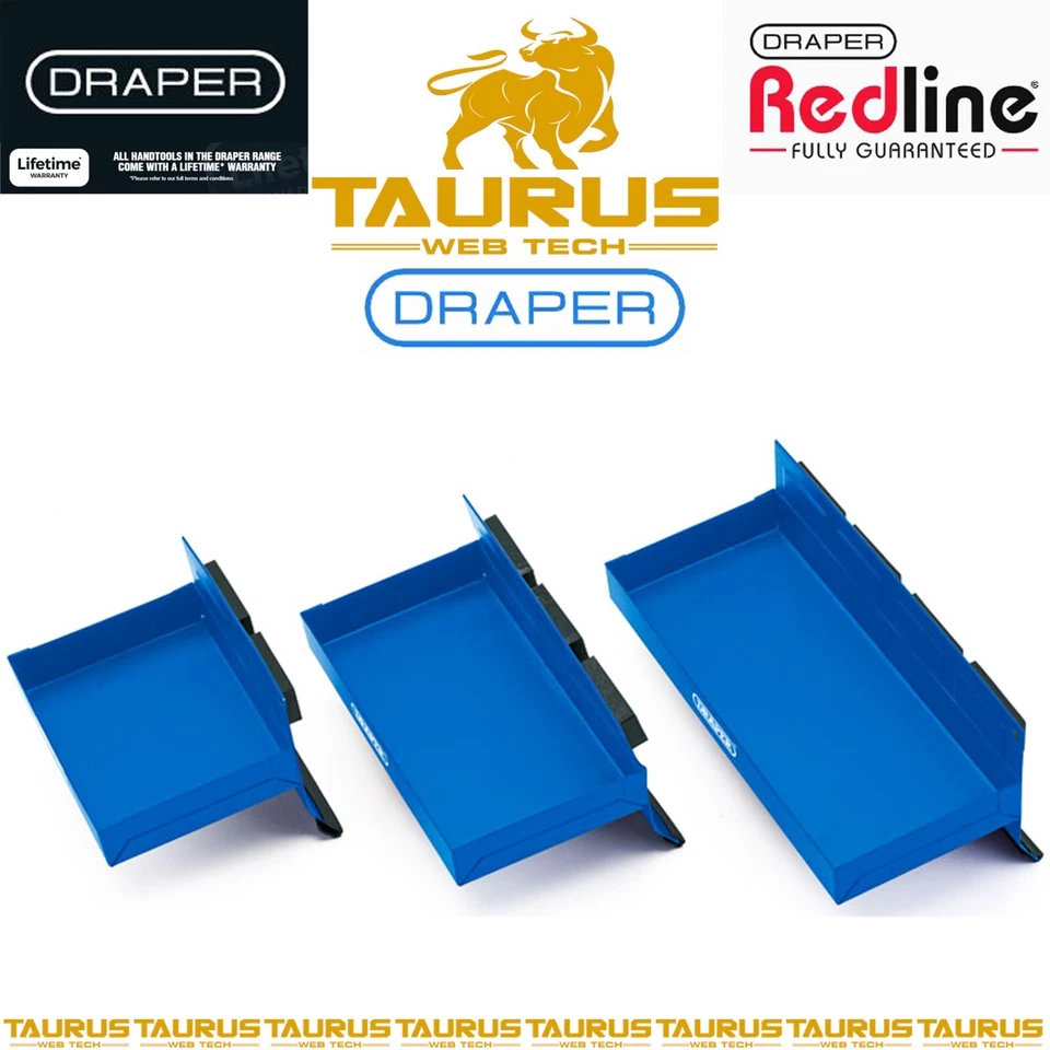 3Pc DRAPER PRO Magnetic Tool Tray Set Tool Cabinet Metal Storage DIY UK FREE P&P - Image 3 of 4