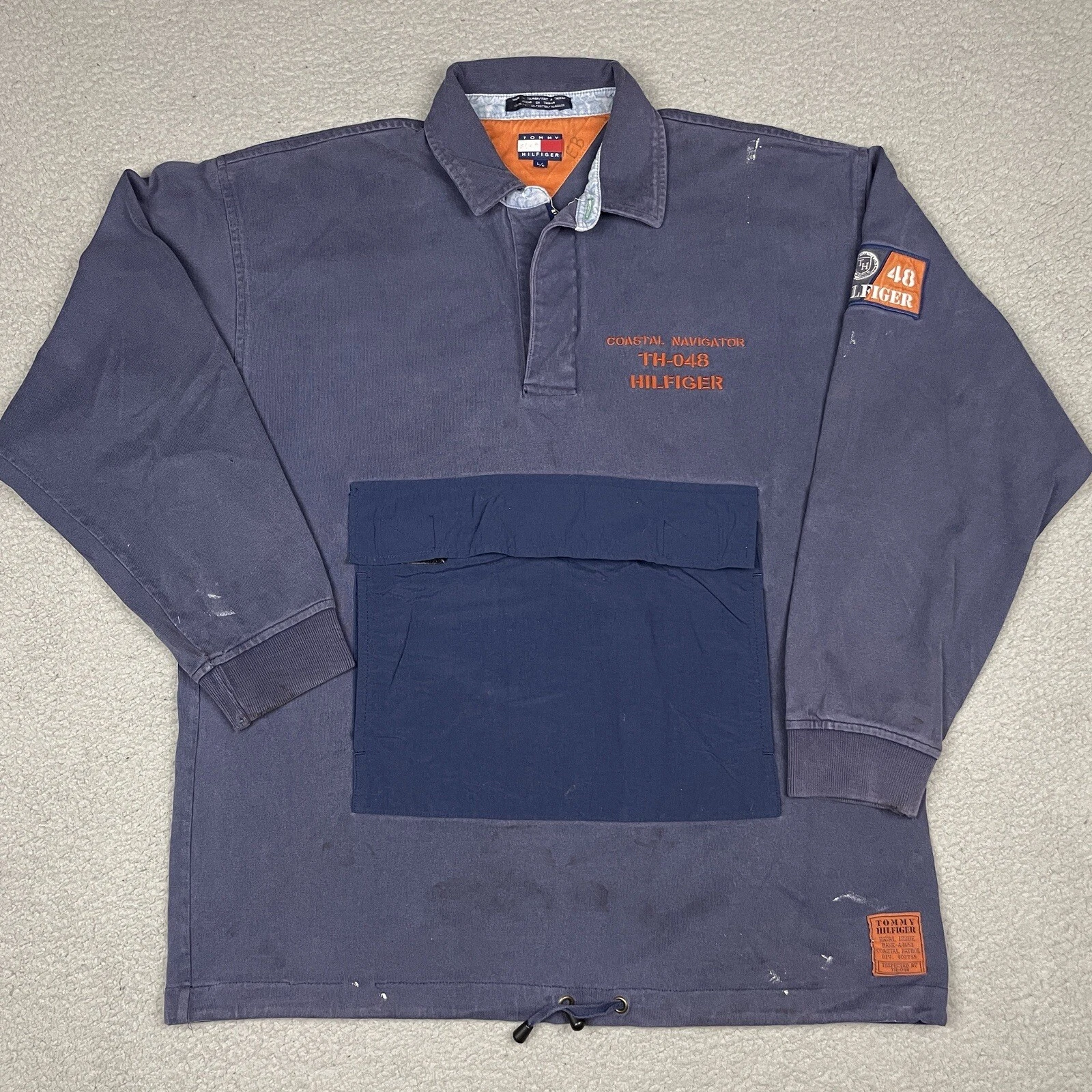 Vintage Tommy Hilfiger Shirt Mens Large Blue Coastal Navigator Pullover Vtg L*