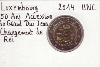 2 Euro LUXEMBOURG 2014 - GRAND DUC JEAN, 2 € Commémorative UNC sous étui carton - Photo 1/2