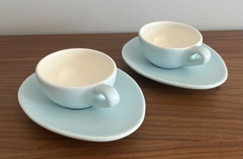 Pair Nigella Lawson Living Kitchen Espresso Cups And Saucers Duck Egg Blue - Picture 1 of 9