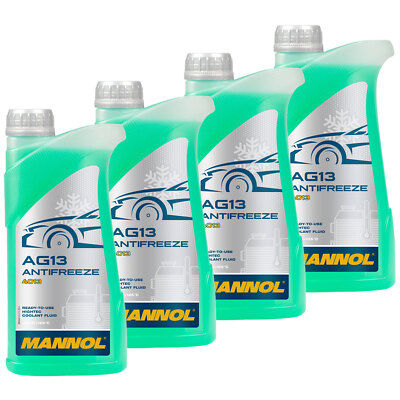Kühlerfrostschutz MANNOL Hightec Antifreeze 4x 1 Liter Fertiggemisch -40°C grün