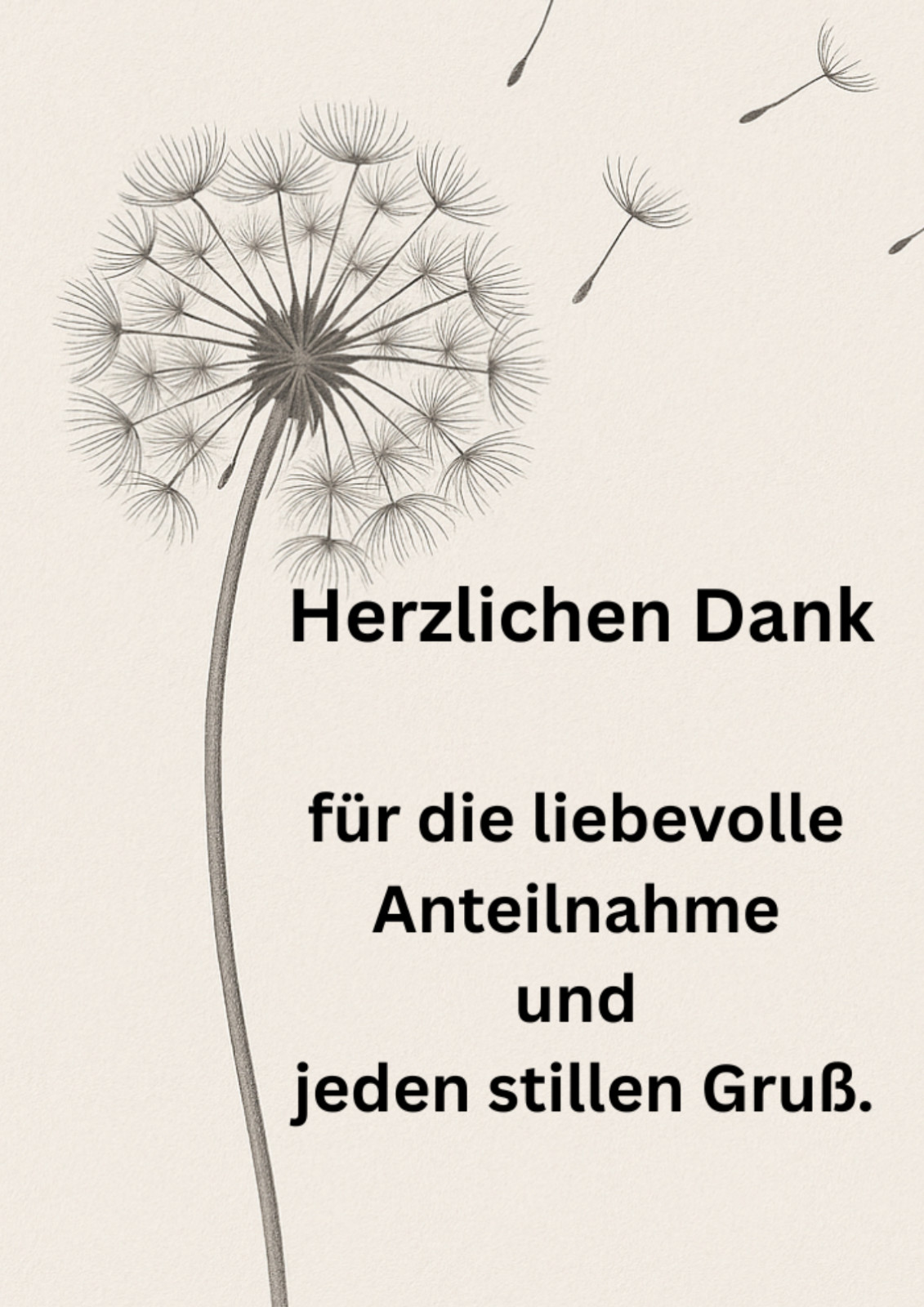 10 Trauer Dankeskarten Din A5- Danksagungskarten mit Umschlag Pusteblume Spruch