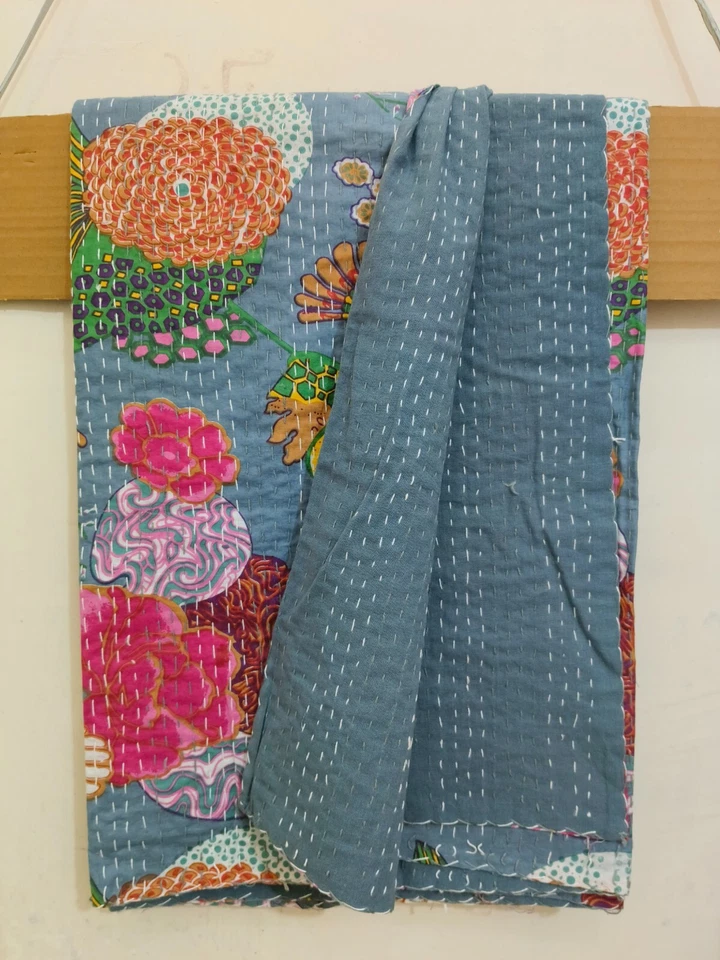 Rajasthani серый цвет фрукты напечатано kantha одеяло Gudari плед простыня - Изображение 2 из 4